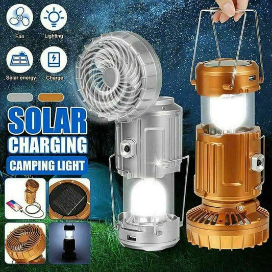 🔈🔈SCONTO DEL 50%🔥Ventilatore elettrico portatile allungabile con batteria al litio solare + luce di emergenza