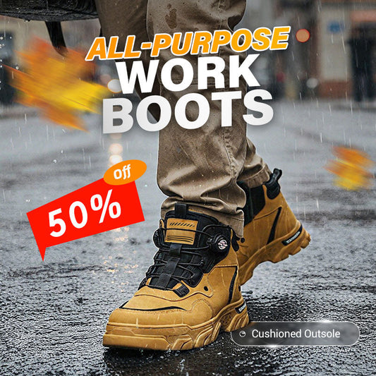 ⏰Scarpe da lavoro da uomo con fibbia girevole per esterni（Impermeabili, Antiscivolo, Comode e Traspiranti）