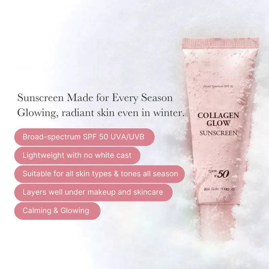 🌸 Crema solare al collagene 🌸 | Protezione solare viso ad ampio spettro SPF 50 | Formula leggera, non grassa, idratante | Nessuna patina bianca o residui | Peptidi e cica per lenire e ottenere una luminosità naturale