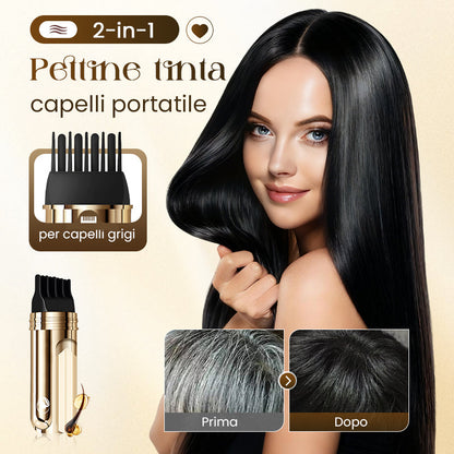 💆‍♀️ ACQUISTA 1 OTTIENI 1 GRATIS! ✨ PETTINE TINTURA 2-IN-1 - Coprigrigio Rapido e Preciso, Formula Non-Gocciolante con Oli Nutrienti, Applicazione in 5 Minuti 🧴👩‍🦳