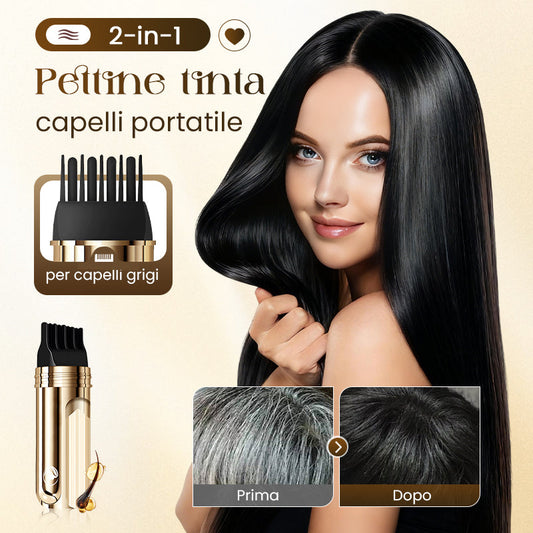 💆‍♀️ ACQUISTA 1 OTTIENI 1 GRATIS! ✨ PETTINE TINTURA 2-IN-1 - Coprigrigio Rapido e Preciso, Formula Non-Gocciolante con Oli Nutrienti, Applicazione in 5 Minuti 🧴👩‍🦳