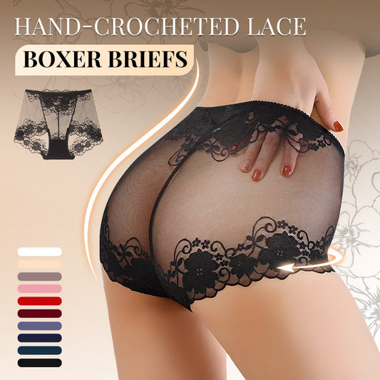 💥In Offerta Speciale 50% di Sconto 😍 Mutandine Boxer a Vita Alta in Pizzo Fatte a Mano per Donna