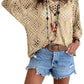 ✨ Top beige in stile boho all'uncinetto con scollo a V da donna