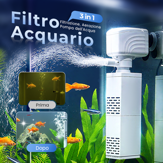 🔥Vendita calda 50% di sconto💃Filtro 3 in 1 per acquari: filtrazione, ossigenazione e pompaggio dell'acqua
