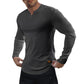 Top uomo sportivo lunga costine 🔥 – Scollatura a V, manica lunga, traspirante per palestra/casual