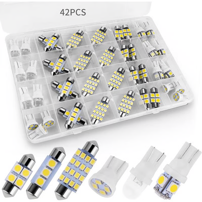 🔥42 pezzi luci interne auto, kit lampadine super luminose bianche per luce abitacolo e bagagliaio