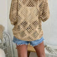✨ Top beige in stile boho all'uncinetto con scollo a V da donna