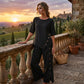 ⏳Offerta a tempo limitato⏰ Top donna con orlo asimmetrico e pantaloni a zampa larga - set due pezzi