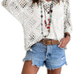 ✨ Top beige in stile boho all'uncinetto con scollo a V da donna