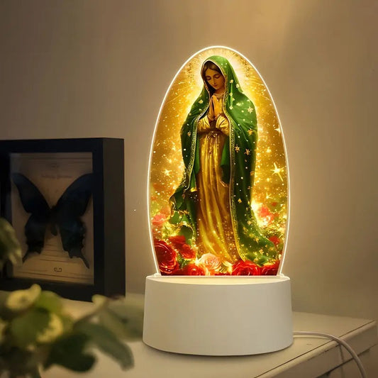 🎅 Il regalo di Natale perfetto – Fino al 50% di sconto 🙏 Inspirante lampada da notte a LED in acrilico con motivo religioso ✝️ Lampada da preghiera per vergini