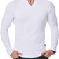 Top uomo sportivo lunga costine 🔥 – Scollatura a V, manica lunga, traspirante per palestra/casual