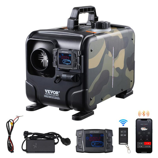 Riscaldatore diesel da 8 kW, riscaldatore d'aria diesel tutto in uno da 12 V/24 V, controllo tramite APP Bluetooth, telecomando e schermo di visualizzazione, allarme CO, riscaldatore diesel portatile orizzontale a riscaldamento rapido per veicoli, ga