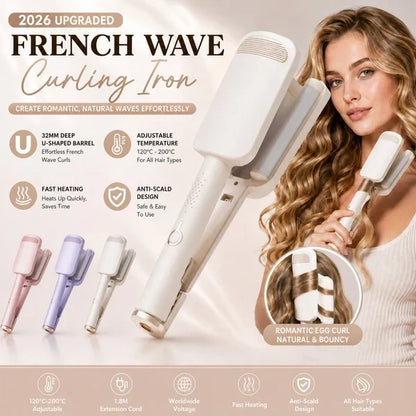 🔥 SCONTO A TEMPO LIMITATO DEL 50%! ✨ 🌸 Arricciacapelli ondulato da 32 mm – ricci grandi e morbidi, 4 impostazioni di calore regolabili e cura con ioni negativi – styling da salone a casa 💇‍♀️