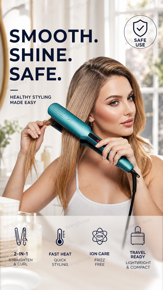 Piastra per capelli 2-in-1 per lisciare e arricciare con trattamento agli ioni negativi