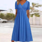 👗💙 50% DI SCONTO OGGI! ✨ Abito lungo da donna con scollo a V e maniche corte 🌸 Vestibilità morbida ed elegante, tessuto confortevole e stile quotidiano senza sforzo