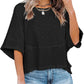 T-shirt da donna ampia a tinta unita con inserti e maniche svasate