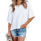 T-shirt da donna ampia a tinta unita con inserti e maniche svasate