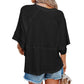 T-shirt da donna ampia a tinta unita con inserti e maniche svasate