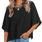 T-shirt da donna ampia a tinta unita con inserti e maniche svasate