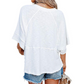 T-shirt da donna ampia a tinta unita con inserti e maniche svasate