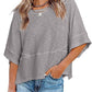T-shirt da donna ampia a tinta unita con inserti e maniche svasate