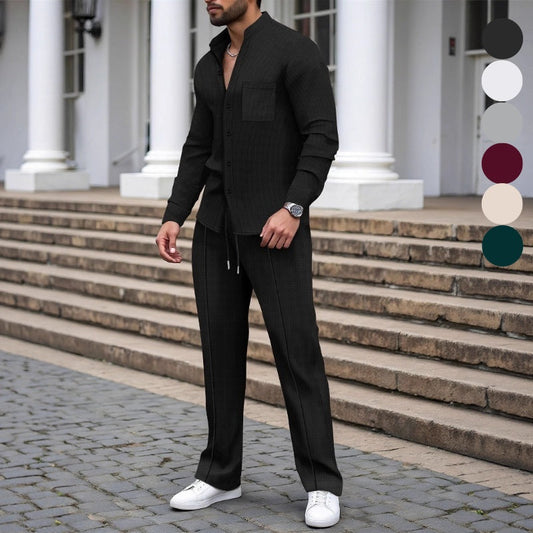 👕50% DI SCONTO! 👖 Completo da uomo a nido d'ape da 2 pezzi: comodo da indossare, traspirante e versatile 🍂