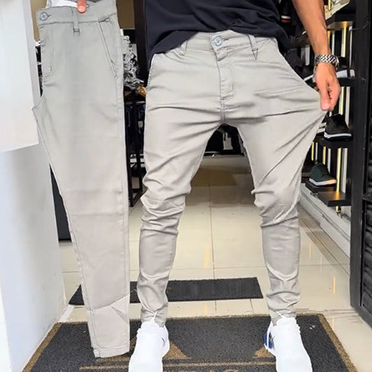 Pantaloni casual slim fit da uomo – Tinte unite eleganti, silhouette slim, ideali da abbinare facilmente 👔
