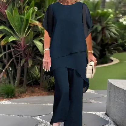 ✨SCONTO DEL 50% – Grazioso set di top irregolari 👗 Elegante set di pantaloni a gamba larga – Comodo e perfetto per la primavera