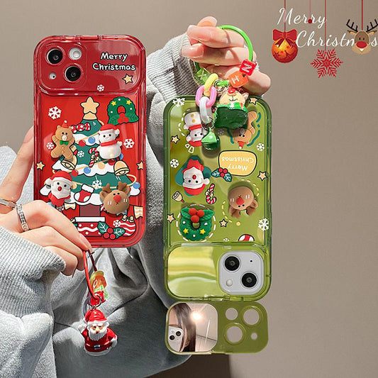🎄 Super Offerta di Natale -50%🔥 Custodia iPhone con Ciondolo Albero di Natale e Specchio Ribaltabile 🎅
