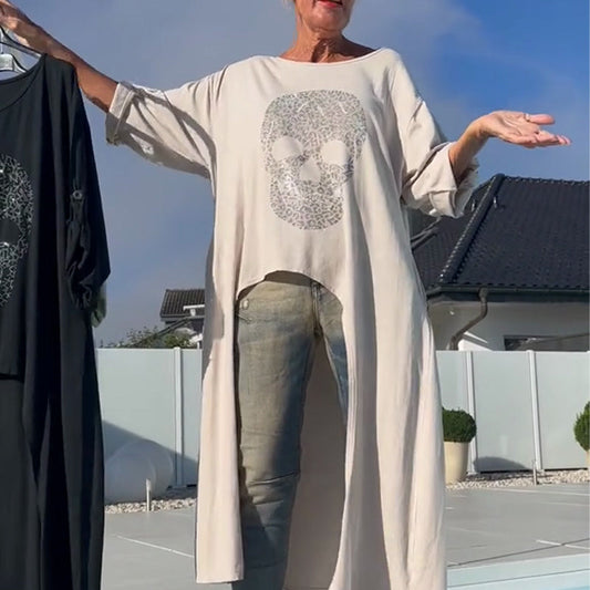 Top elegante donna con orlo asimmetrico