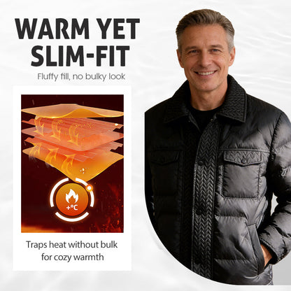 Cappotto imbottito vintage chic da uomo con risvolto