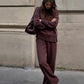 📢📢50% di sconto! Set Felpa Collo Alto + Pantaloni con Cerniera Laterale – Stile Comodo ed Elegante in Un Solo Look! ❤️✨