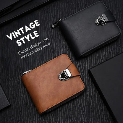 🧳 50% DI SCONTO ORA ! 🕰️ Portafoglio Compatto Vintage con Cerniera da Uomo – Materiale Durevole, Design Classico & Compagno di Viaggio Perfetto ✈️