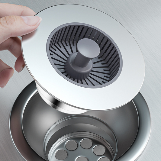 📢📢50% di sconto! 🚰 Tappo di Scarico a Scomparsa con Filtro – Stop Intasamenti, Odori & Perdite! Design Moderno e Flusso Rapido 💧✨