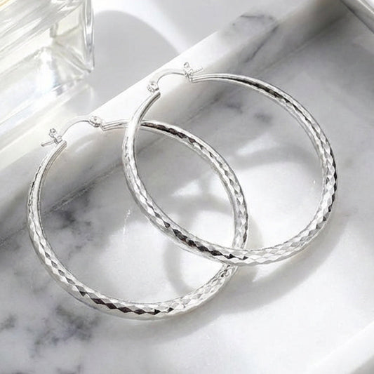 Orecchini a Cerchio Taglio Diamante per Donne