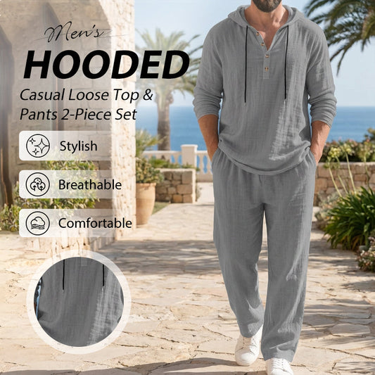 🔈🔈OFFERTA A TEMPO LIMITATO - SCONTO DEL 50%🔥Set da uomo composto da 2 pezzi: top casual con cappuccio e pantaloni