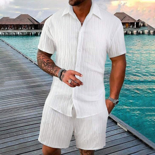 💎 SCONTO DEL 50%! 💎 Set da uomo composto da camicia ampia e pantaloncini, 2 pezzi – Traspirante, vestibilità comoda e stile estivo disinvolto 👕🩳