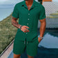 💎 SCONTO DEL 50%! 💎 Set da uomo composto da camicia ampia e pantaloncini, 2 pezzi – Traspirante, vestibilità comoda e stile estivo disinvolto 👕🩳