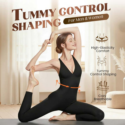 Tuta ad alta elasticità con scollo a V per fitness e yoga