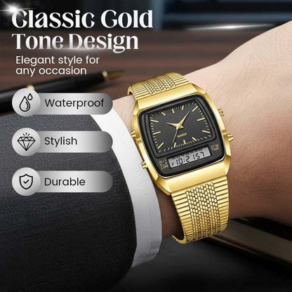 ⌚ OFFERTA A TEMPO LIMITATO -50%! 💥 Orologio multifunzione dal design retrò con quadrante quadrato – doppio display, lega di zinco, acciaio inossidabile ✨