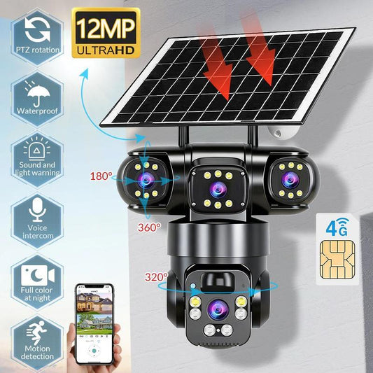 📢📢 50% OFF !!! ⏰ Telecamera di sicurezza Wi-Fi esterna 6K 9MP | 3 obiettivi, PTZ 360° | IP66 impermeabile, Visione notturna a colori, Audio bidirezionale, Motion Tracking