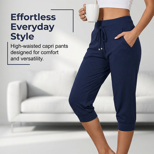 💎 SCONTO 50%! 💎 Pantaloni della tuta cropped con vita regolabile – Morbido poliestere, lunghezza capri e tasche laterali (6 colori, taglie S–3XL) 👖🌸
