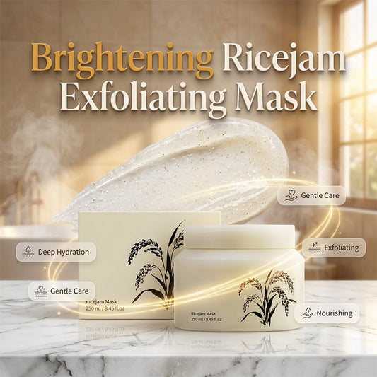 Maschera viso esfoliante idratante e illuminante al riso