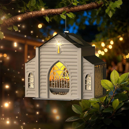 🐦 SCONTO DEL 50% – Mangiatoia solare per uccelli a forma di tempio | Decorazione automatica, sostenibile e resistente alla pioggia