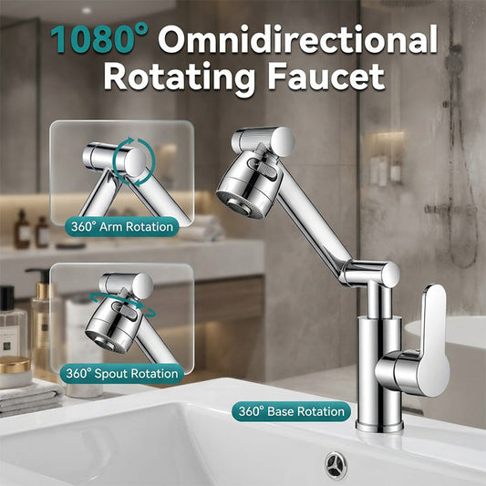 Rubinetto con braccio meccanico girevole a 360°