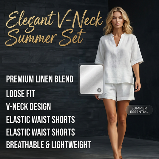 Set casual da donna a due pezzi con scollo a V