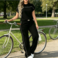 ⏰🔥 OFFERTA A TEMPO LIMITATO - 50% DI SCONTO! 🔥 Set da donna: maglia casual a maniche corte e pantaloni a zampa larga