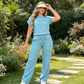 ⏰🔥 OFFERTA A TEMPO LIMITATO - 50% DI SCONTO! 🔥 Set da donna: maglia casual a maniche corte e pantaloni a zampa larga