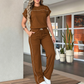 ⏰🔥 OFFERTA A TEMPO LIMITATO - 50% DI SCONTO! 🔥 Set da donna: maglia casual a maniche corte e pantaloni a zampa larga