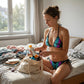 Set bikini a collo con farfalla – stampa neon, regolabile e vestibilità valorizzante